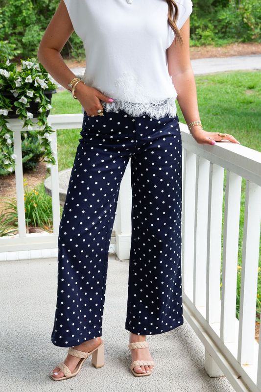 Twilight Escape Wide Leg Polka Dot Pant