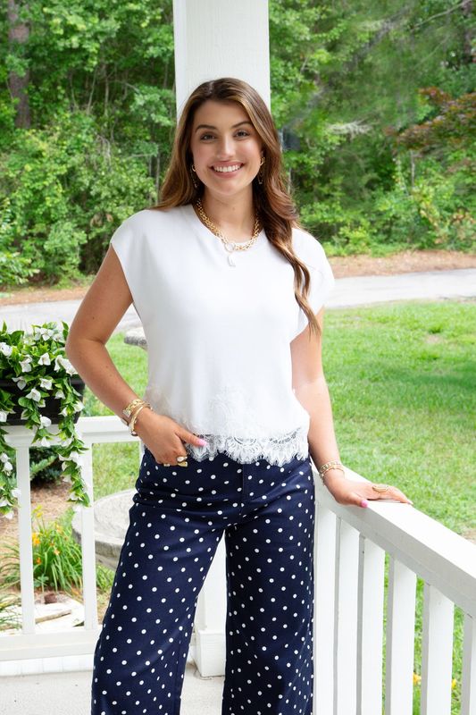 Luxe Energy Lace Trim Sweater Top