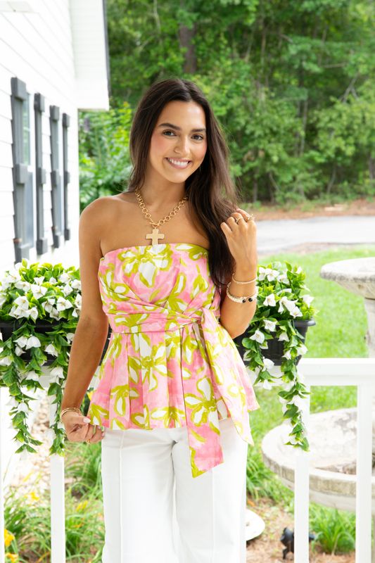 The Sweet Life Floral Strapless Front Tie Top