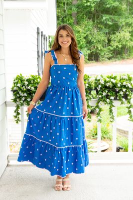 Dancefloor Dreams Polka Dot Binding Detail Midi Dress
