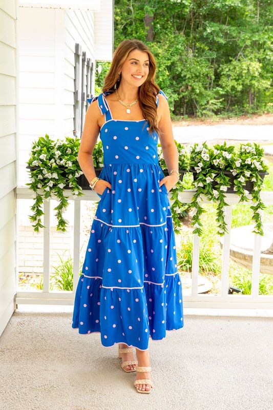 Dancefloor Dreams Polka Dot Binding Detail Midi Dress