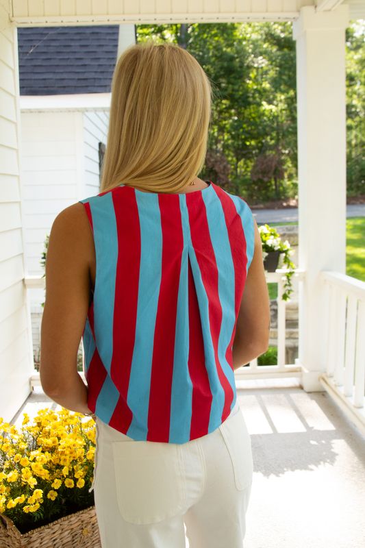 Pretty Moments Striped Button Down Sleeveless Top