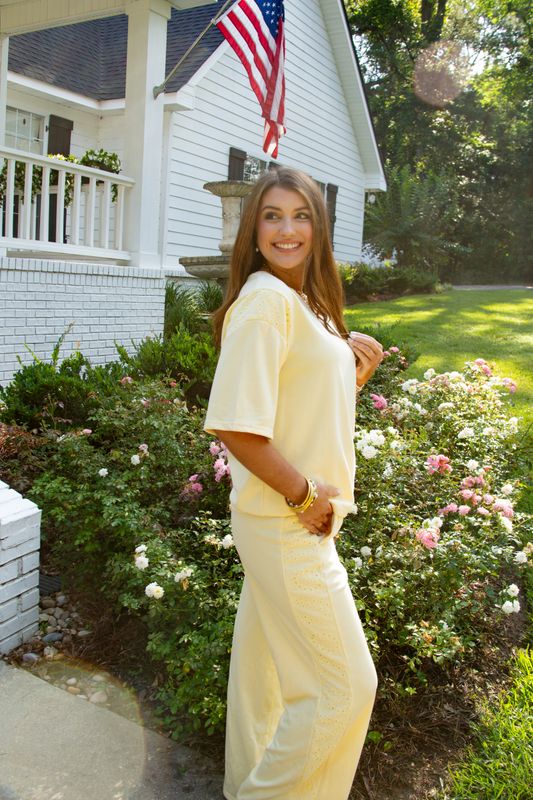 DANCING IN THE SUN EYELET LACE PANT SET