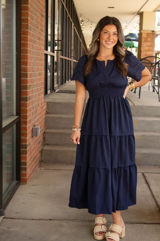 Can't Pass Up Embroidery Sleeve Tiered Maxi Dress