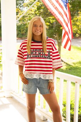 Sweet Freedom Striped America Lace Top