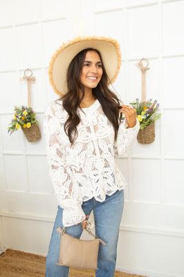 Grand Moment Floral Crochet Lace Cardigan Top