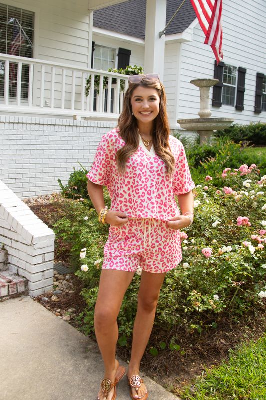 Charmed Life Leopard Collared Short Set