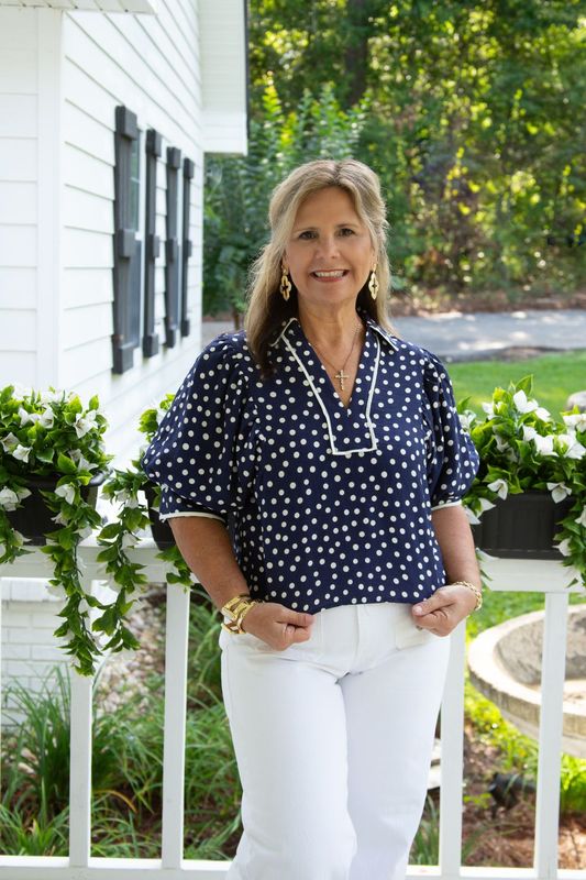 Fits Right In Contrast Binding Polka Dot Top