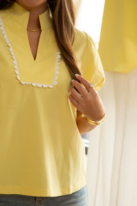 Sunset Serenade Scallop Trim Top