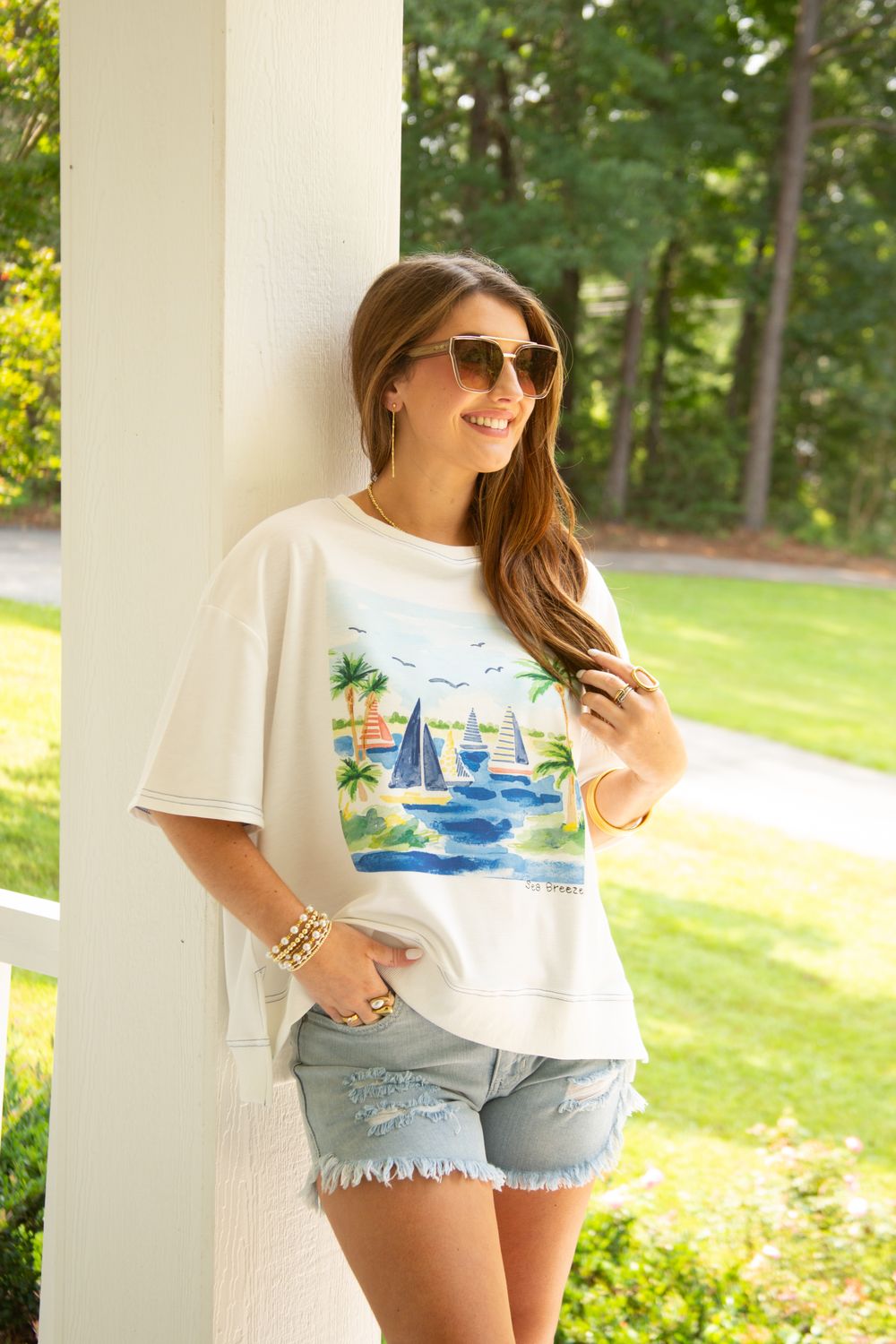 Take a Sail Sea Breeze Coastal Sailboat Graphic Tee