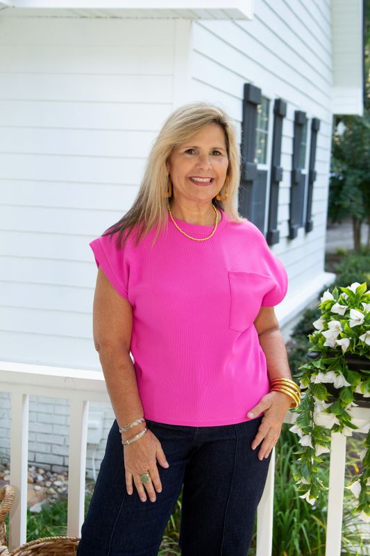 Everyday Round Neck Front Pocket Top