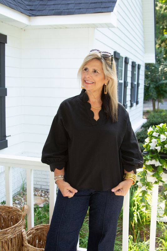 Counting Down Scallop 3/4 Sleeve Top