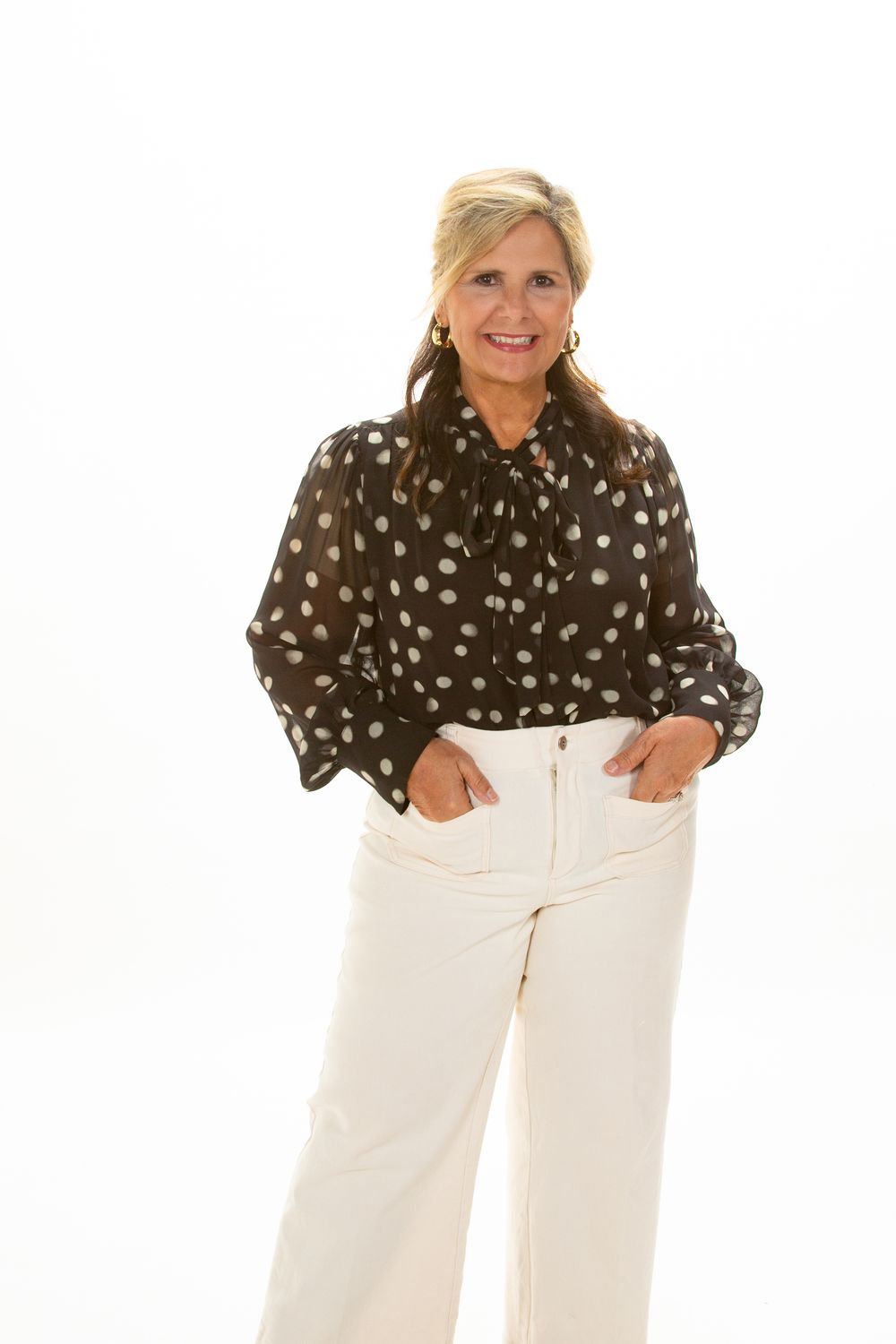 Flirty &amp; Flourishing Collared Polka Dot Top