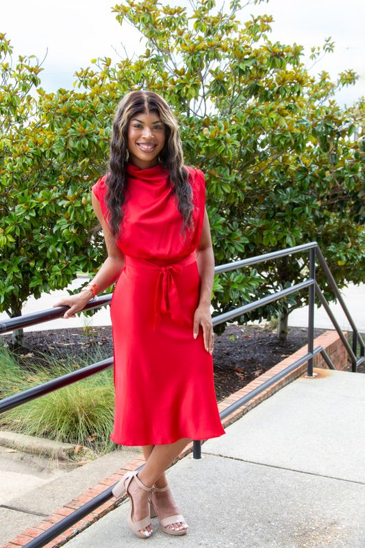 Lights are Bright Cowl Neck Tie Midi Dress