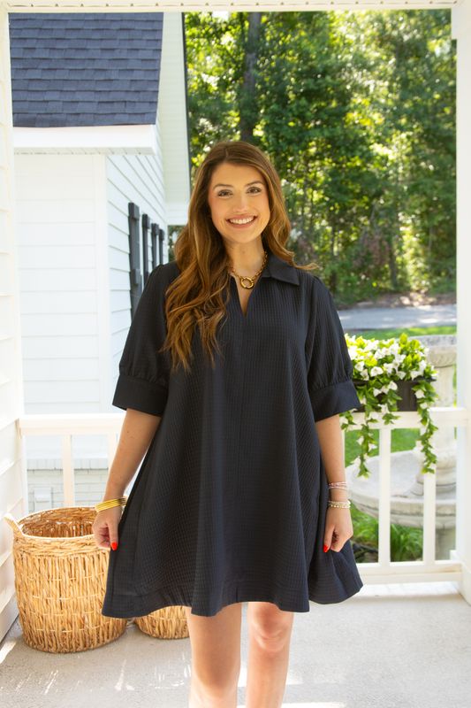 Got Your Back Collor Puff Sleeve Mini Dress