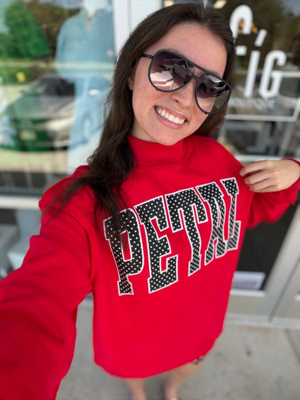 PETAL Polka Dot Mock Neck Sweatshirt