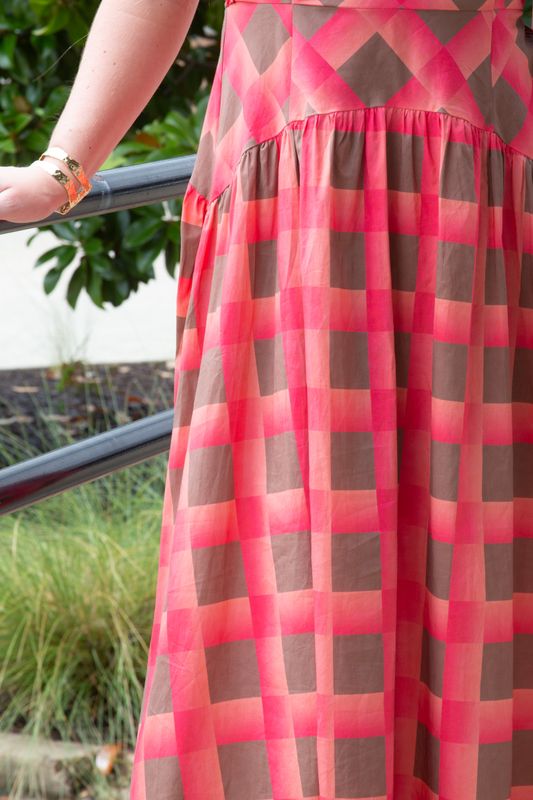 Sunset Social Spaghetti Strap Checkered Midi Dress