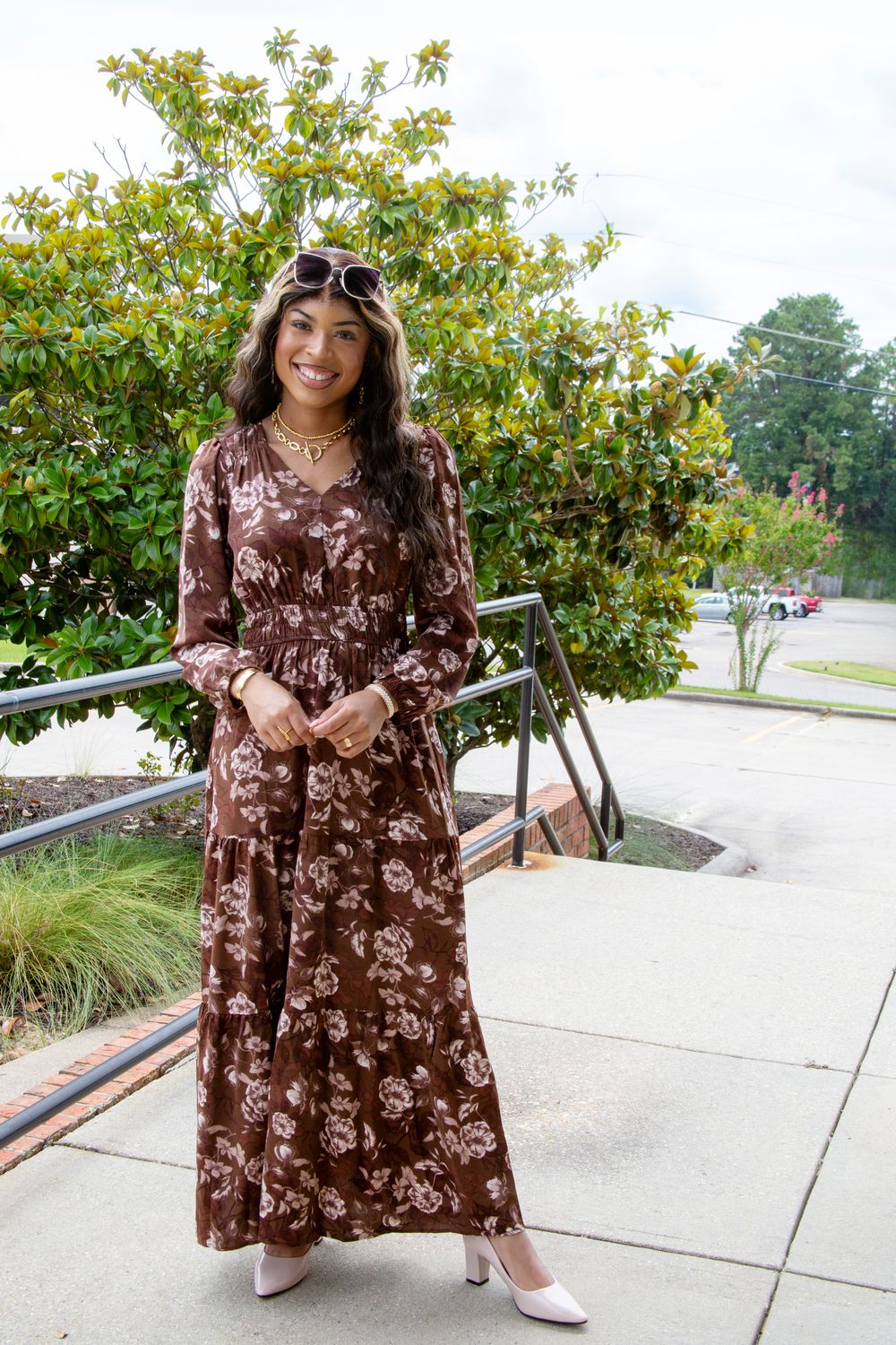 Better &amp; Best LS Floral Print Tiered Maxi Dress