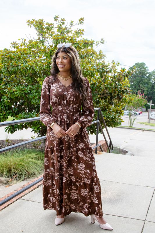 Better &amp; Best LS Floral Print Tiered Maxi Dress