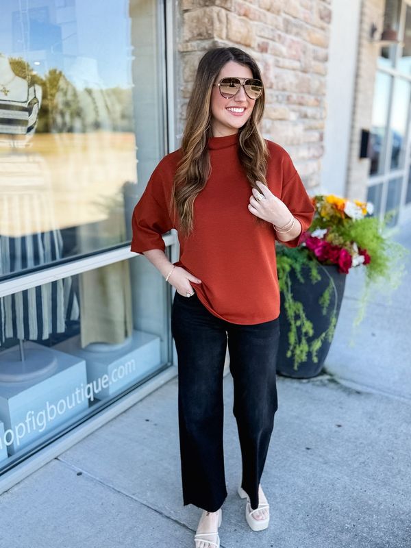 Let if Flow Mock Turtleneck Pullover Top