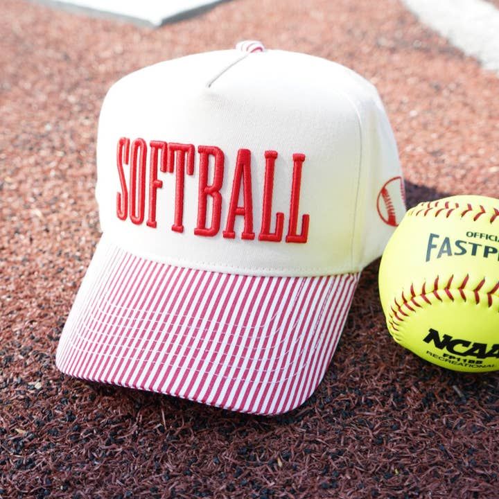 Softball Trucker Hat RED STRIPE