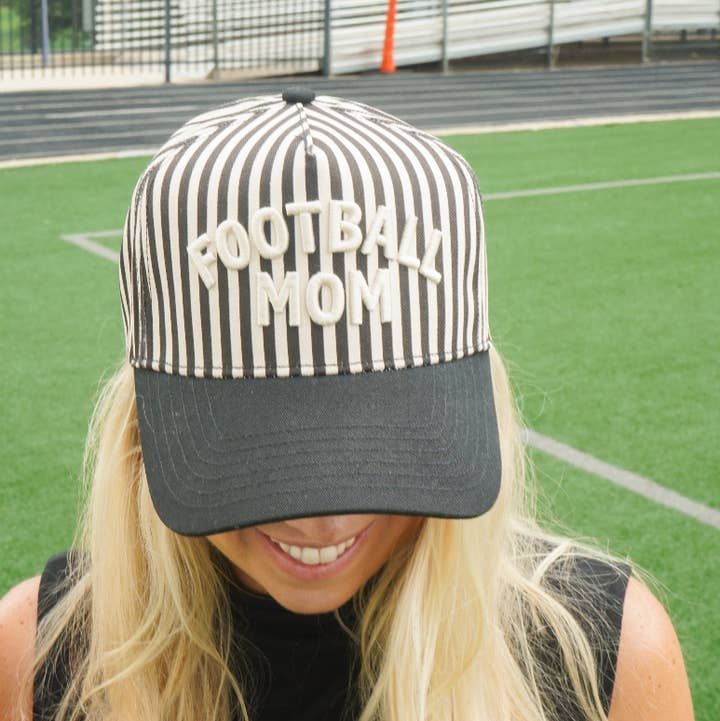 Football Mom Trucker Hat BLACK/WHITE