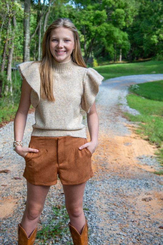 Out of Spite High Waist Suede Short