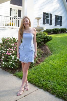 True Romance Strapless Flower Embroidered Mini Dress