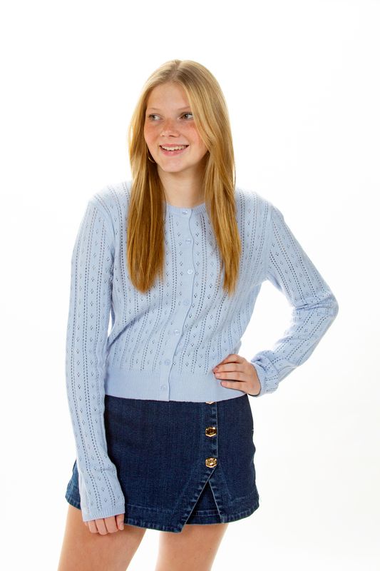 Styled Statement Pointelle Button Down Cardigan
