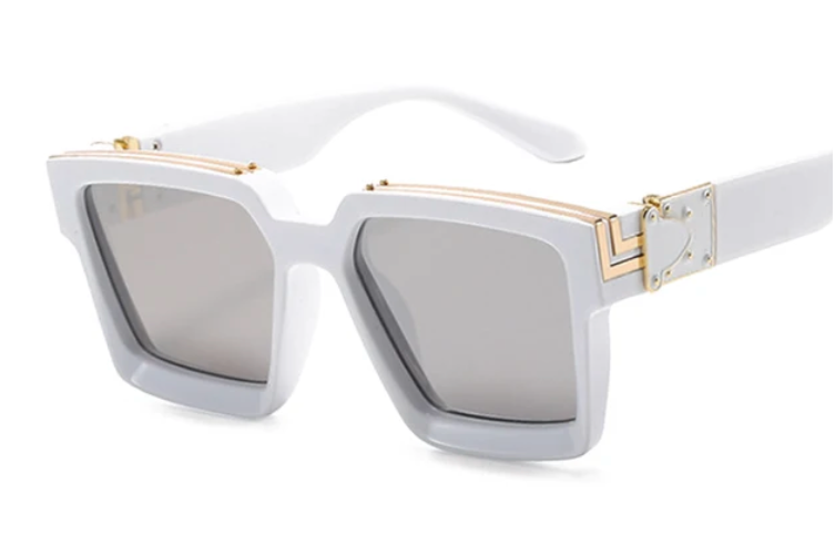 White &amp; Gold Eyes On Point Sunglasses