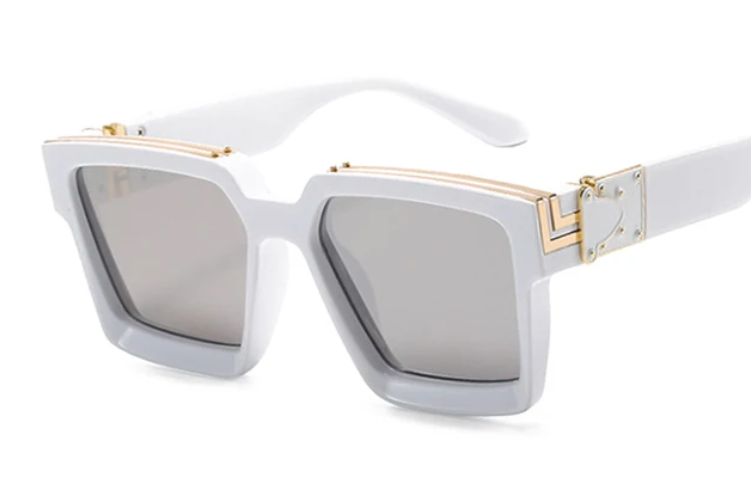 White &amp; Gold Eyes On Point Sunglasses