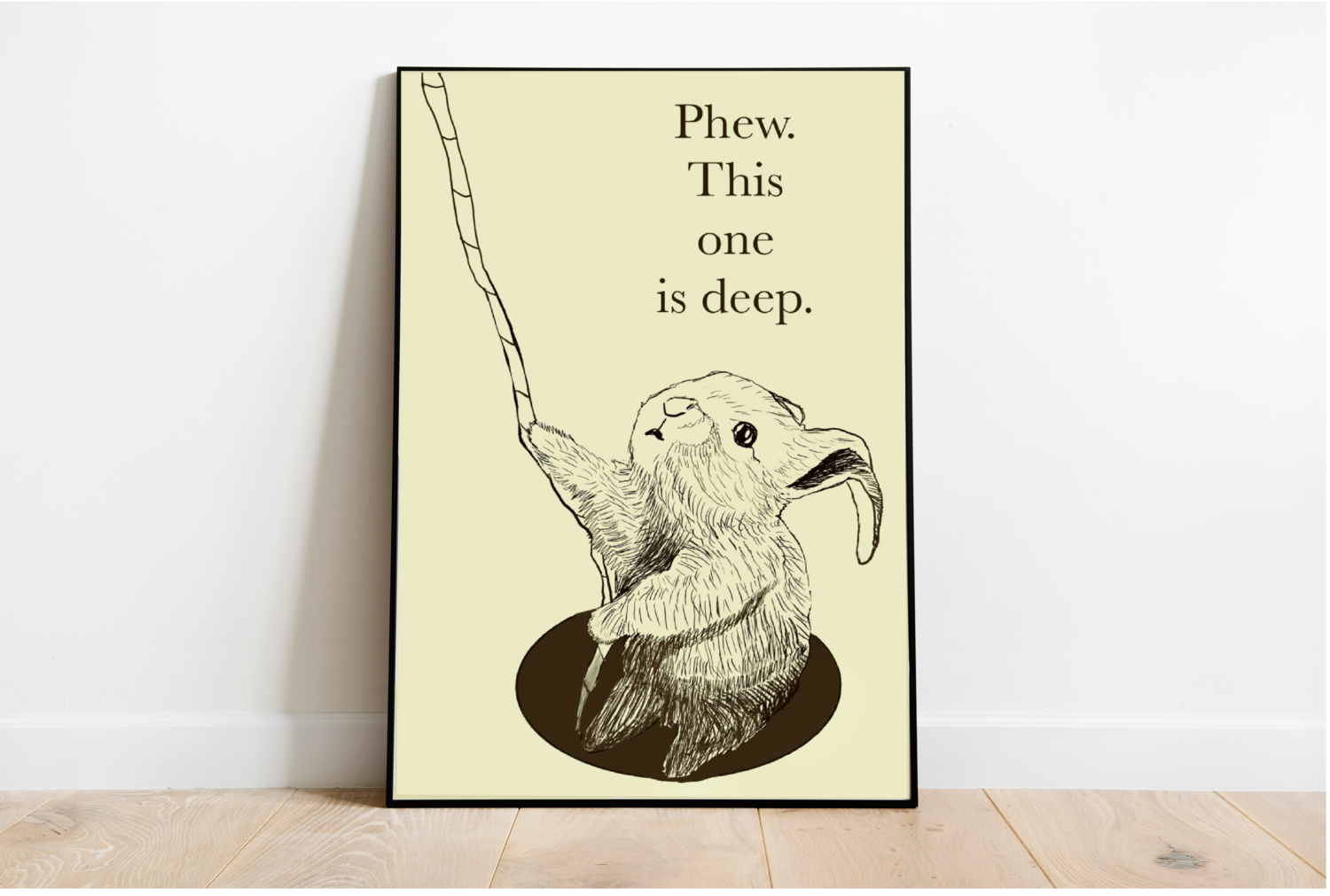 Get out of a rabbit hole ink wall art print