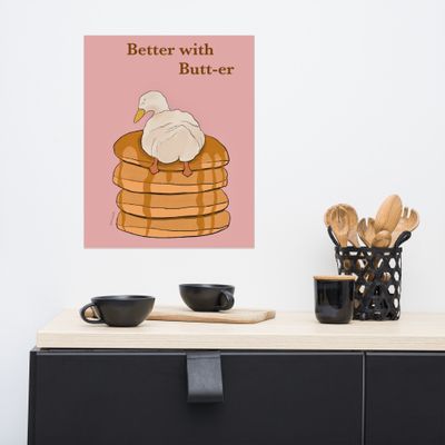 Better with butt-er pancake illustration wall art print