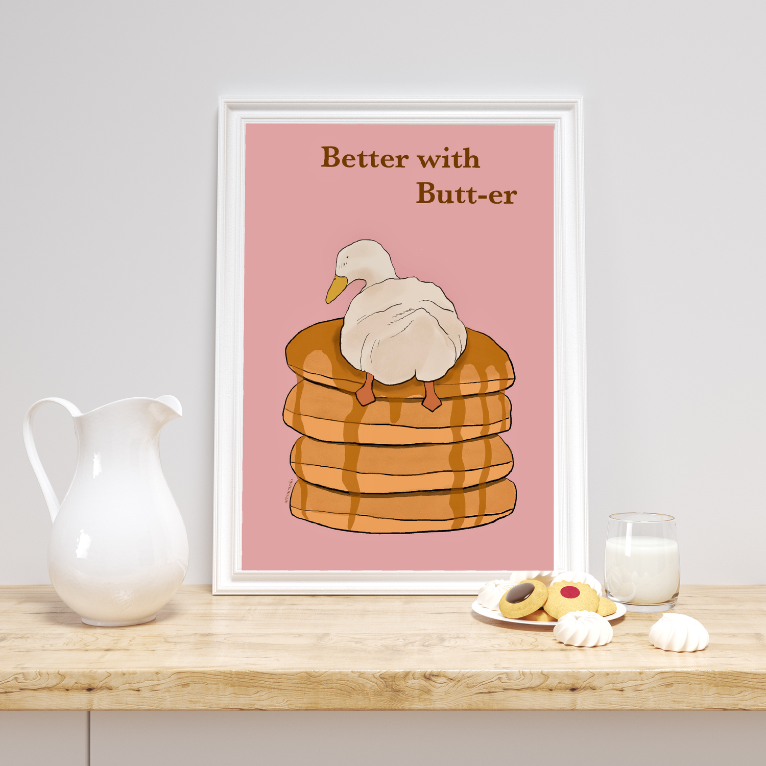 Better with butt-er pancake illustration wall art print