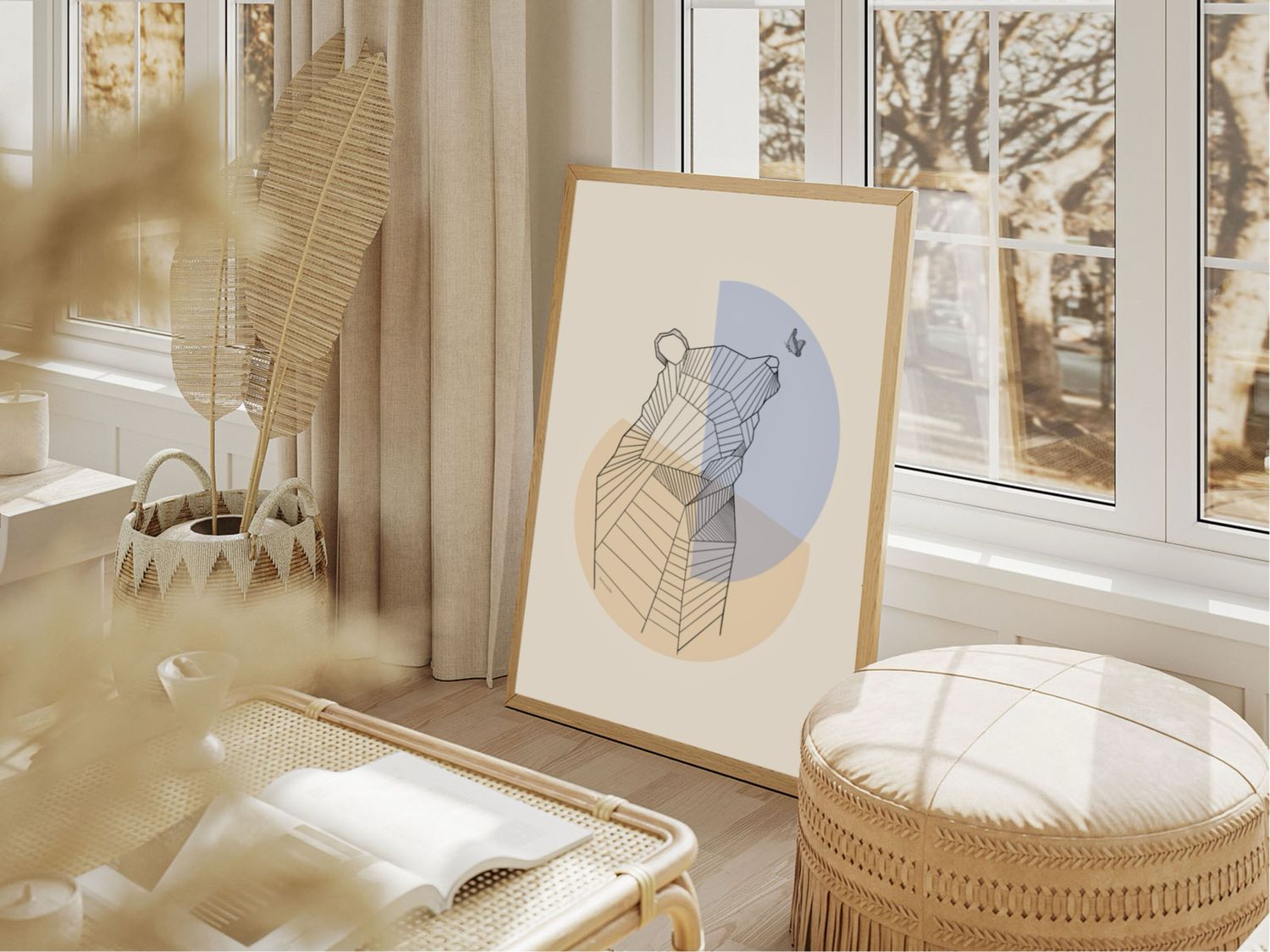 Abstract bear wall art print 