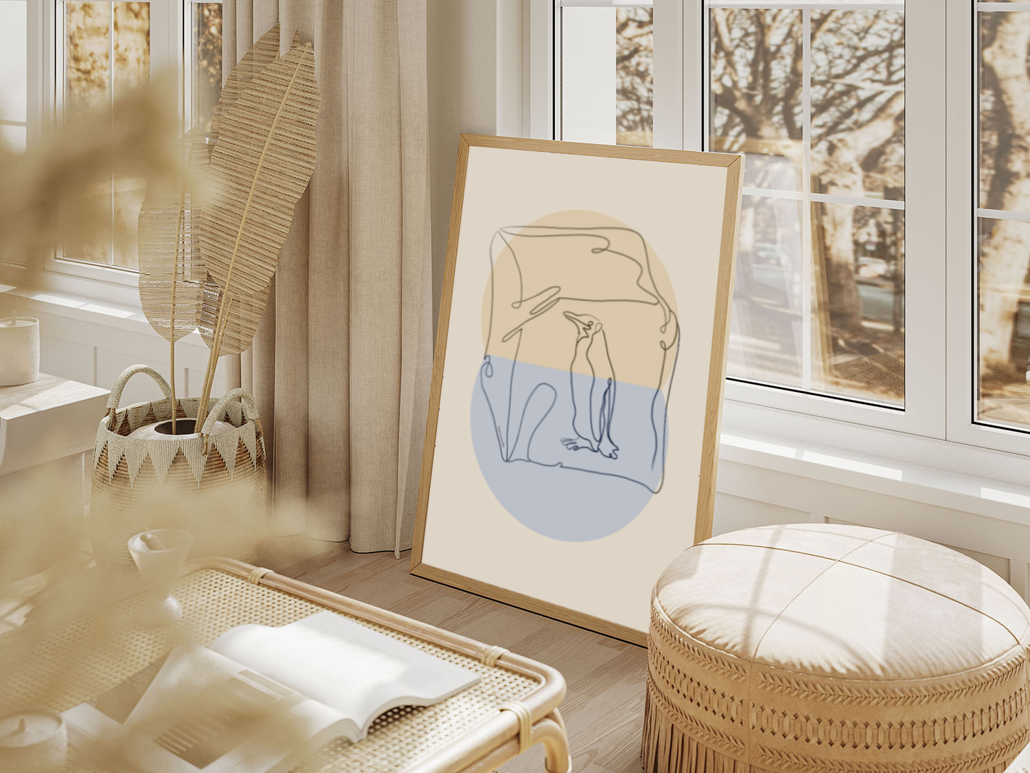 Abstract penguin wall art print