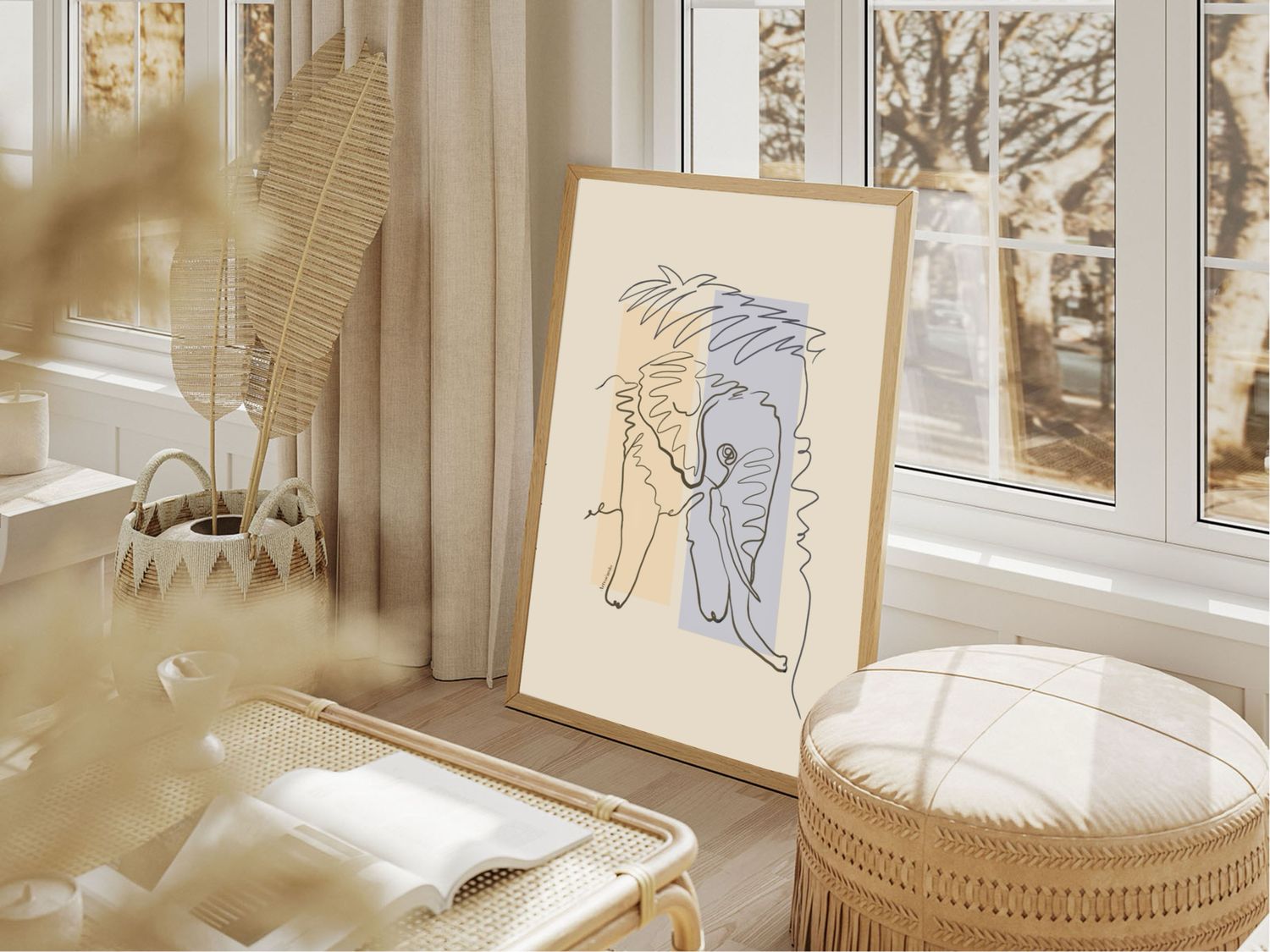 Abstract elephant wall art print