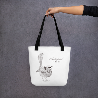 The little bird tells me- ink drawing tote bag