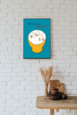 Bottoms up -beer and duck illustration wall art print