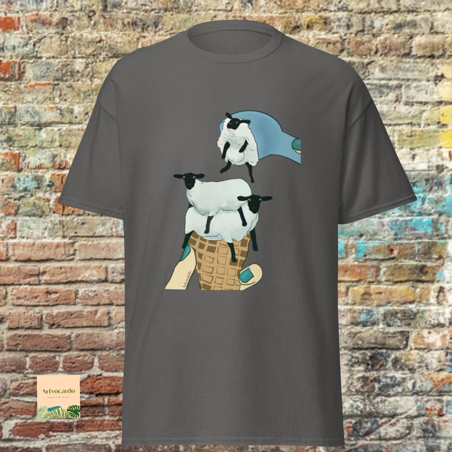 Ice cream clones - sheep and ice cream illustration unisex tee