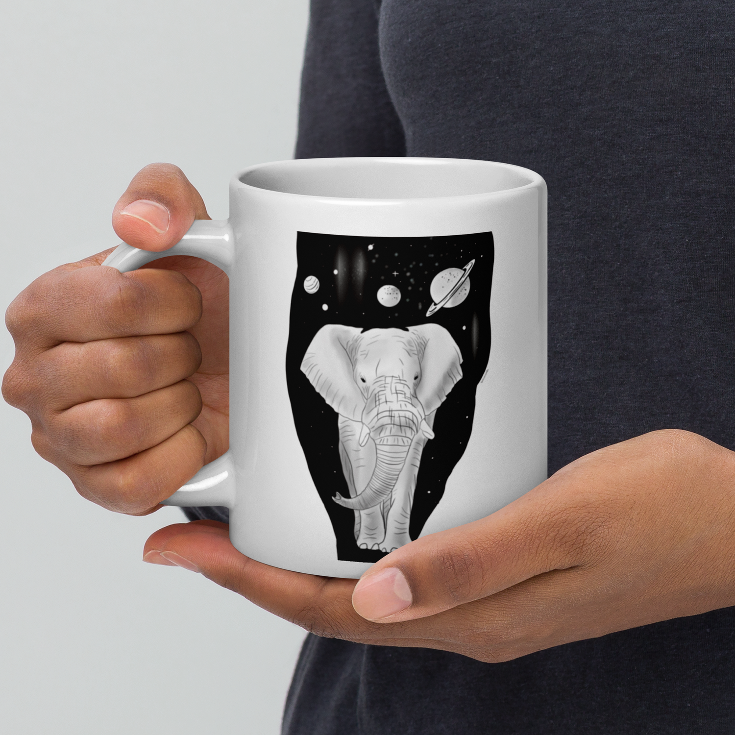 Memories walk with me - White glossy elephant mug