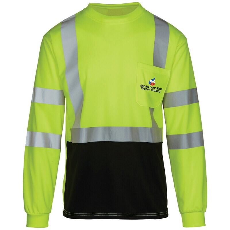MAX - Class 3 Safety Green Moisture Wicking Short Black Bottom Long Sleeve T-shirt