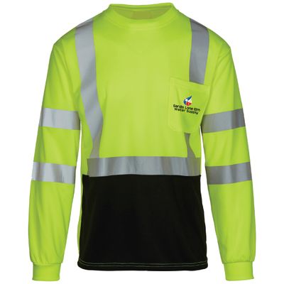 MAX - Class 3 Safety Green Moisture Wicking Short Black Bottom Long Sleeve T-shirt