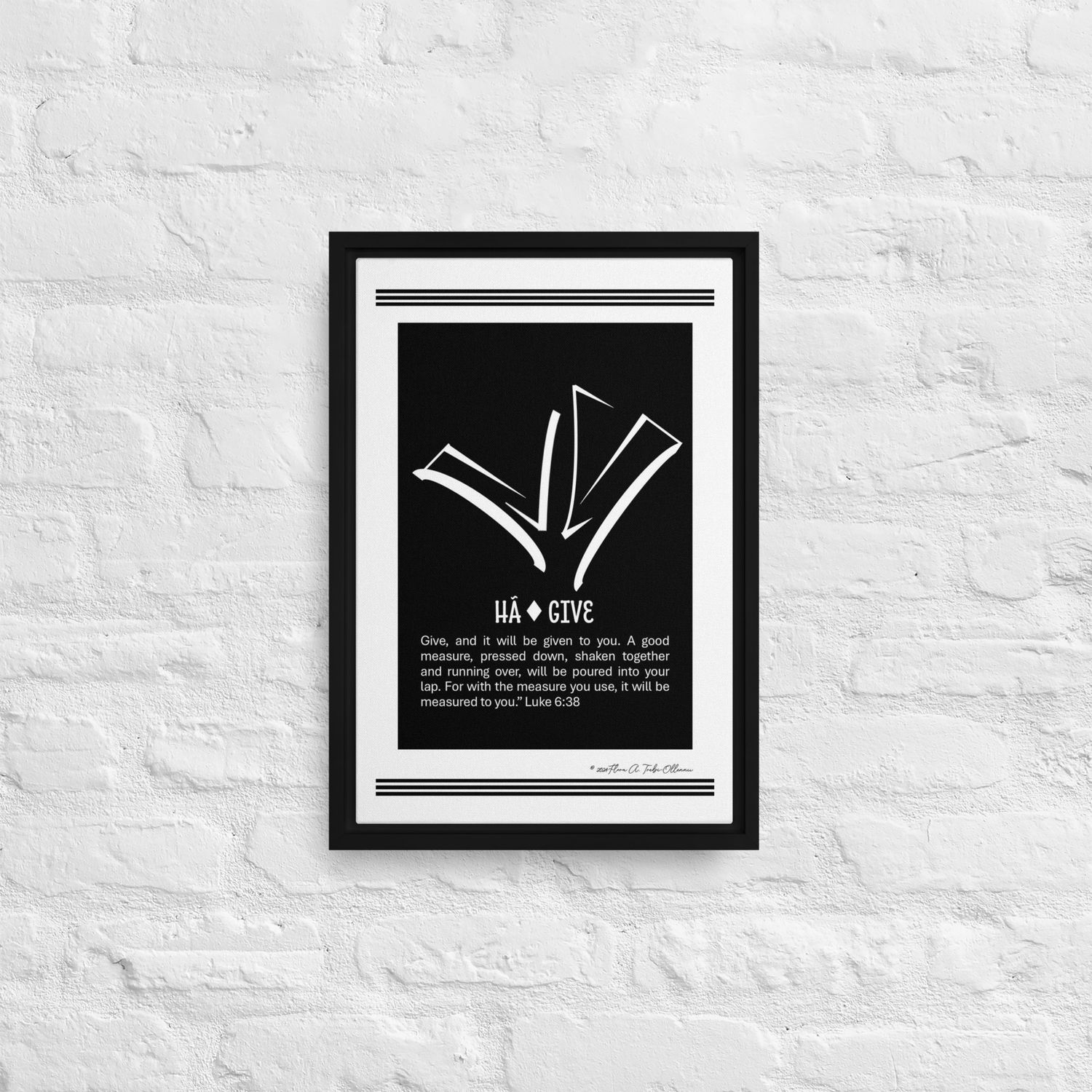 Give Symbol - African Christian Symbol (Ga Samai) Framed canvas