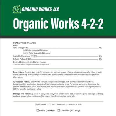 Organic Works 4-2-2
40lb bag