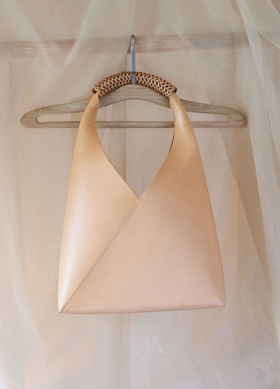 Woven Leather Triangle Bag