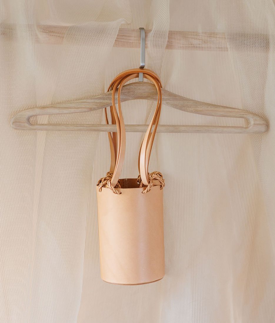 Leather Drawstring Bucket Bag