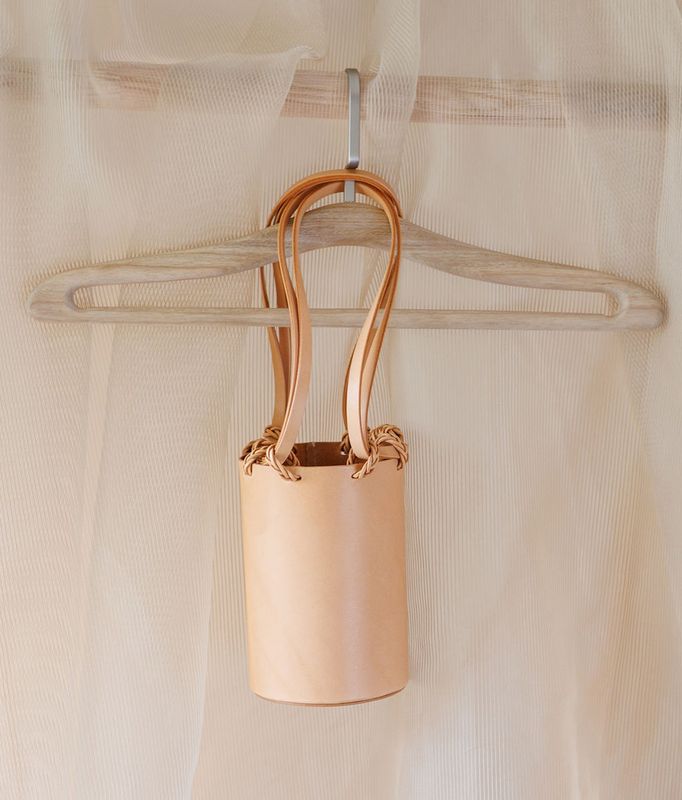 Leather Drawstring Bucket Bag