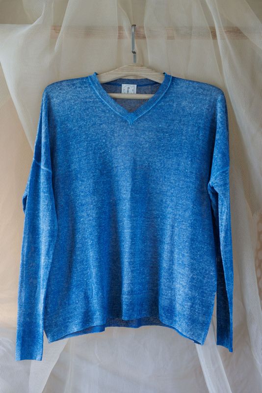 Italian Blue Linen Sweater