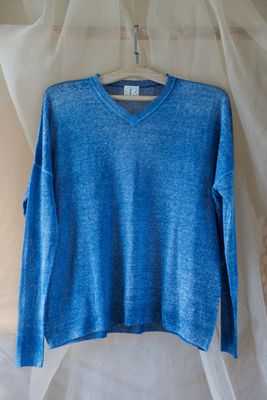 Blue Linen Sweater
